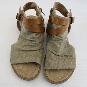 Blowfish Malibu Kids Girls Tan Side Zip Open Toe Sandals Size 3